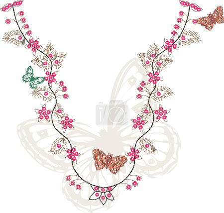 Ilustración de Mariposa con diseño de flores, ilustración vectorial - Imagen libre de derechos