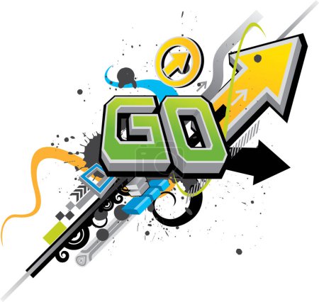 Illustration for Go go - colorful vector illustration - Royalty Free Image