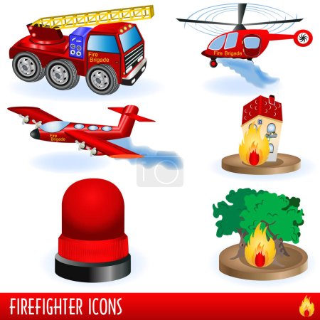 Illustration for Cartoon fire icons set - Royalty Free Image