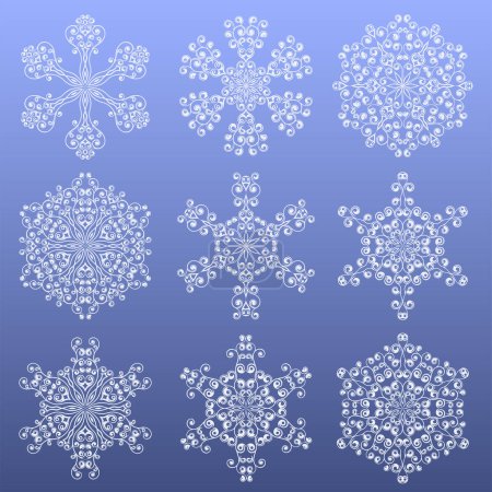 Illustration for Collection of vector snowflakes. christmas ornament. - Royalty Free Image
