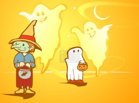Téléchargez les illustrations : Fond d'Halloween. illustration de dessin animé - en licence libre de droit