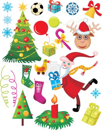 Ilustración de Conjunto de elementos y símbolos navideños - Imagen libre de derechos