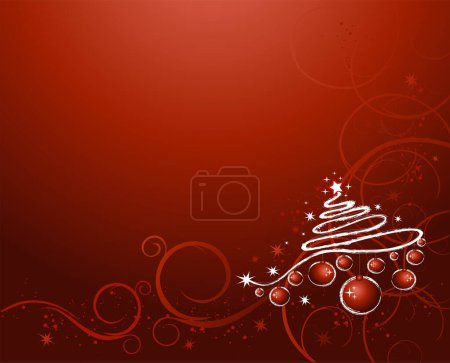 Ilustración de Fondo de Navidad con bolas rojas, vector de ilustración - Imagen libre de derechos