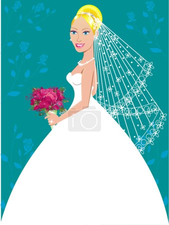Illustration for A beautiful blond woman on her wedding day. - Royalty Free Image