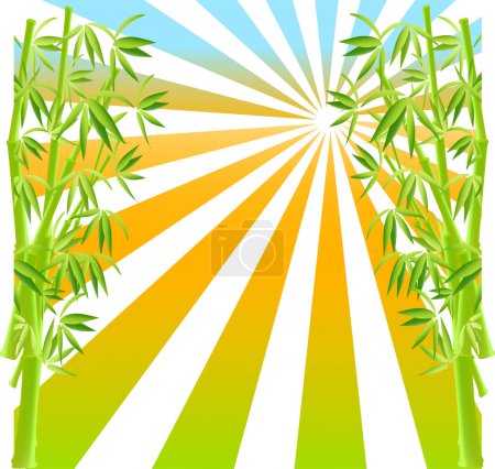 Ilustración de Ilustración de fondo de bambú en colores brillantes - Imagen libre de derechos