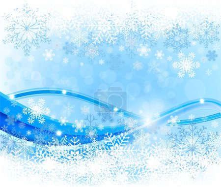 Illustration for Christmas background with snowflakes and stars - Royalty Free Image