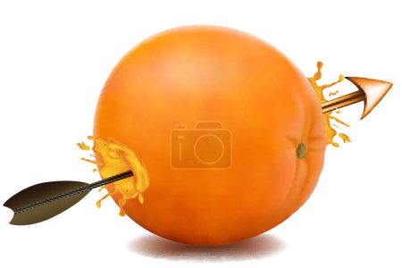 Téléchargez les illustrations : Orange avec flèche sur fond blanc - en licence libre de droit