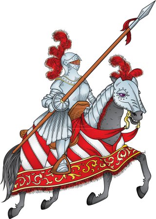 Ilustración de Caballero con ilustración de caballo - Imagen libre de derechos