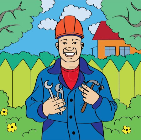 Illustration for Happy man in garden - Royalty Free Image