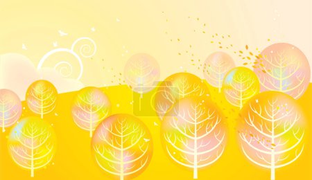 Illustration for Autumn landscape with yellow trees - Royalty Free Image