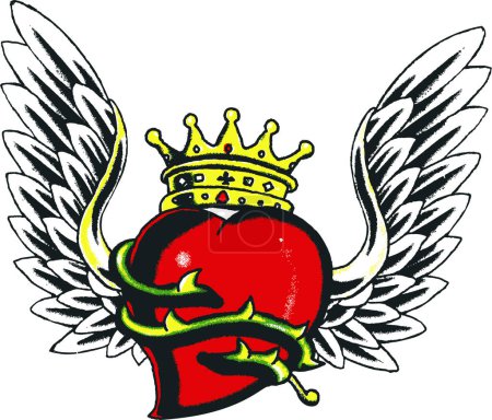 Ilustración de Corona con un logotipo del corazón - Imagen libre de derechos