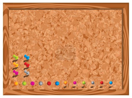 Illustration for Corked board with colorful pins - Royalty Free Image