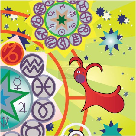 Ilustración de Capricornio - signo zodiacal molido, ilustración vectorial moderna - Imagen libre de derechos
