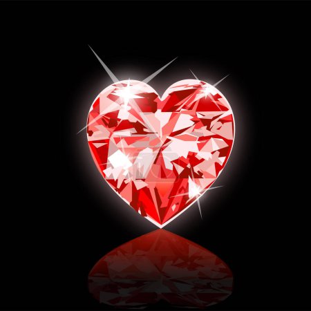 Téléchargez les illustrations : Illustration vectorielle du coeur de diamant rouge - en licence libre de droit
