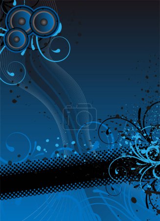 Ilustración de Fondo azul con elementos florales - Imagen libre de derechos