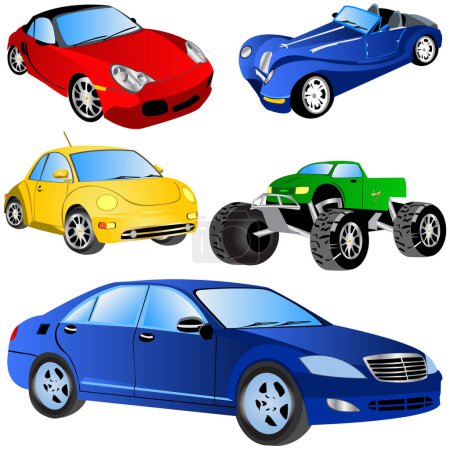 Téléchargez les illustrations : Illustration de véhicules et de voitures, ensemble - en licence libre de droit