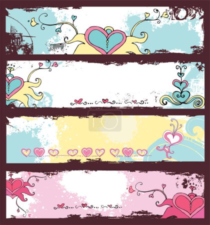 Illustration for Set of banners with hearts - Royalty Free Image