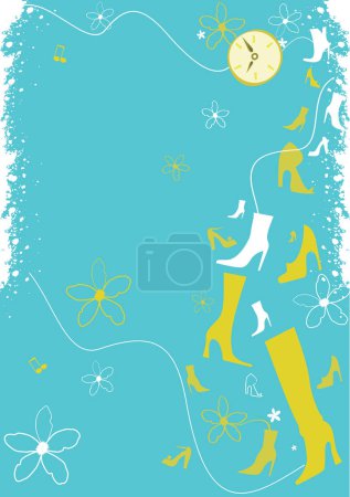 Illustration for Winter time with shoes, vector background with snowflakes - Royalty Free Image