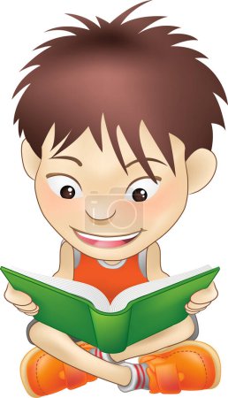 Téléchargez les illustrations : Illustration de livre de lecture garçon - en licence libre de droit