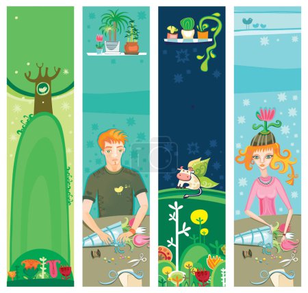 Illustration for Colorful Banners for summer with copyspace - Royalty Free Image