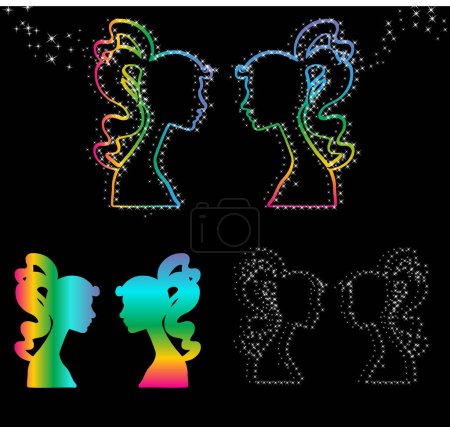 Illustration for Set of silhouettes of girls, vector illustration - Royalty Free Image