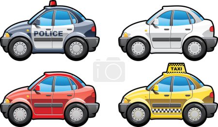 Téléchargez les illustrations : Taxi de voiture réglé. illustration vectorielle. - en licence libre de droit