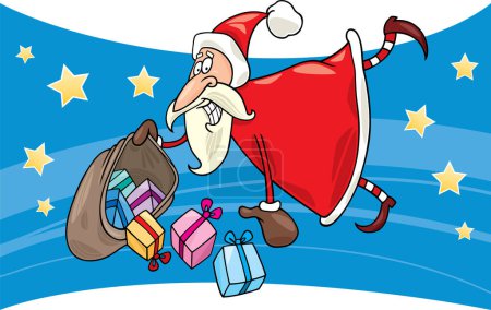 Téléchargez les illustrations : Père Noël avec sac, Illustration vectorielle - en licence libre de droit