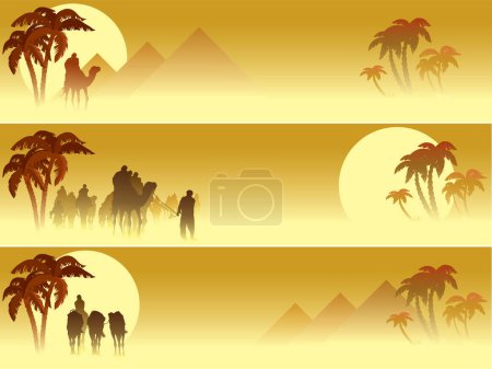 Illustration for Silhouetted people  in the desert - Royalty Free Image