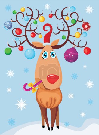 Illustration for Reindeer with christmas balls - Royalty Free Image