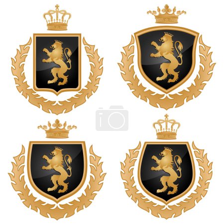 Ilustración de Conjunto de escudos heráldicos - Imagen libre de derechos