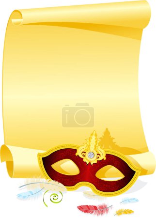 Illustration for Carnival mask on a gold background. - Royalty Free Image