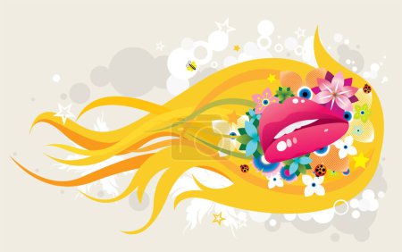 Téléchargez les illustrations : Illustration d'une bouche colorée - en licence libre de droit