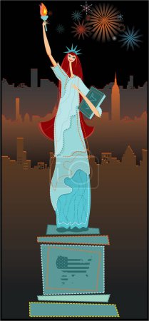 Téléchargez les illustrations : Statue de la liberté New York dessin animé - en licence libre de droit