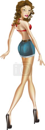 Illustration for Sexy young woman in shorts - Royalty Free Image