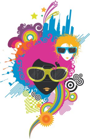 Ilustración de Ilustración vectorial de mujer con gafas de sol - Imagen libre de derechos