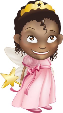 Téléchargez les illustrations : Une jolie fille noire habillée en princesse de fée - en licence libre de droit