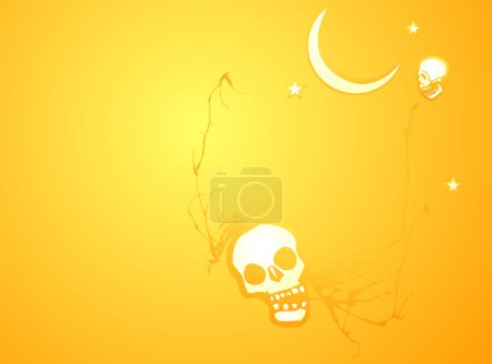 Téléchargez les illustrations : Fond d'Halloween avec lune et crânes - en licence libre de droit