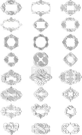 Illustration for Set of vector decorative floral frames and borders - Royalty Free Image