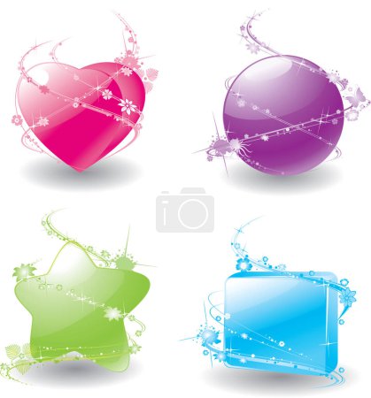 Ilustración de Ilustración vectorial colorido con conjunto de iconos - Imagen libre de derechos