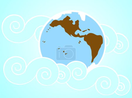 Téléchargez les illustrations : Image vectorielle du globe et des nuages - en licence libre de droit