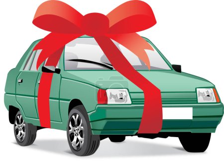 Illustration for Car with gift bow illustration - Royalty Free Image