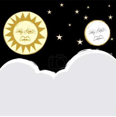 Ilustración de El sol y las nubes en el cielo - Imagen libre de derechos