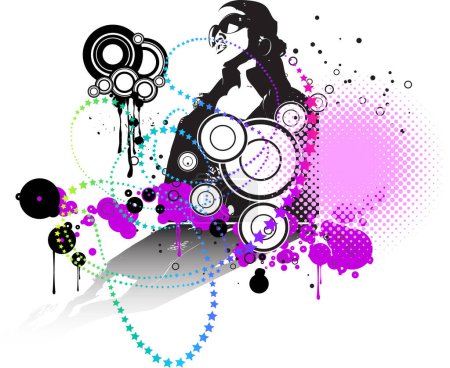 Ilustración de Ilustración abstracta de la mujer, cartel musical - Imagen libre de derechos