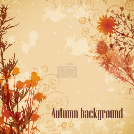 Ilustración de Fondo de otoño con hojas coloridas - Imagen libre de derechos