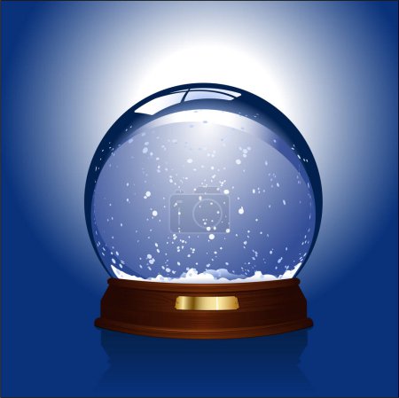 Téléchargez les illustrations : Boule de verre avec neige sur fond bleu. illustration vectorielle - en licence libre de droit