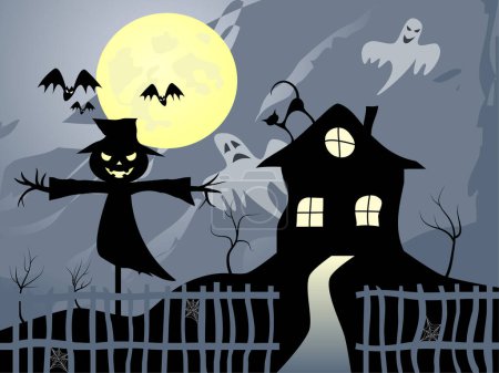 Illustration for Halloween night. vector background - Royalty Free Image