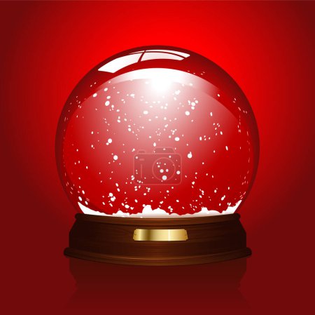 Ilustración de Bola de cristal con una bola roja de Navidad. ilustración vectorial. - Imagen libre de derechos