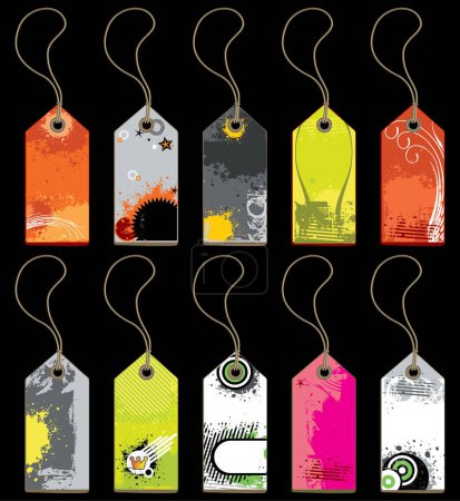 Téléchargez les illustrations : Collection de grunge tags colorés - en licence libre de droit