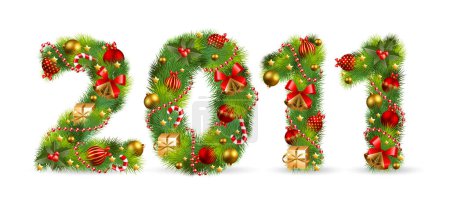 Illustration for 2011 year christmas number on white background - Royalty Free Image