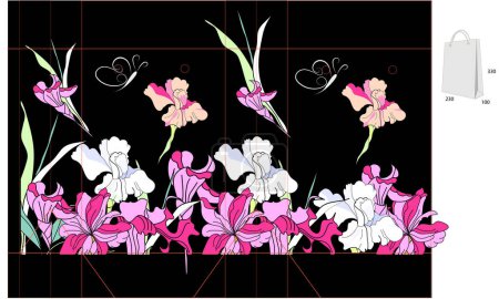 Illustration for Orchid flowers on black background - Royalty Free Image